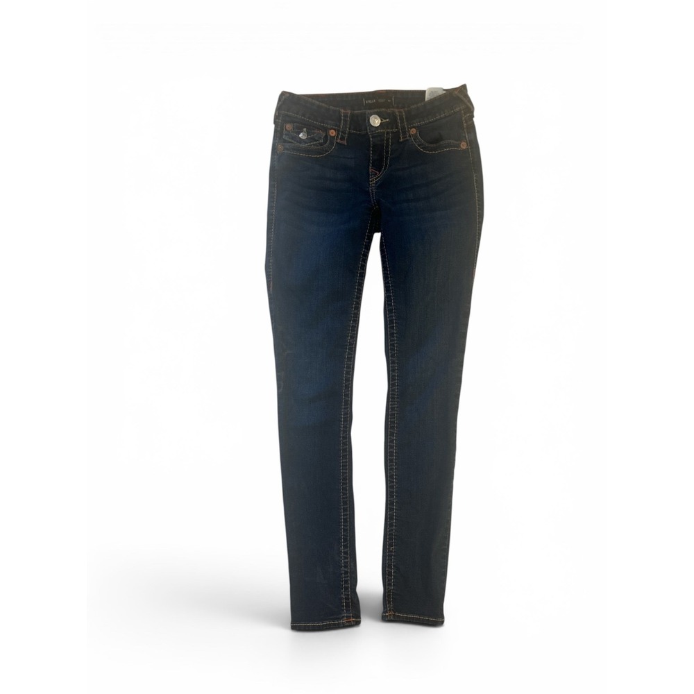 True Religion Stella Big T Low Rise Skinny Jeans Dark Wash Blue Size 29 Big T